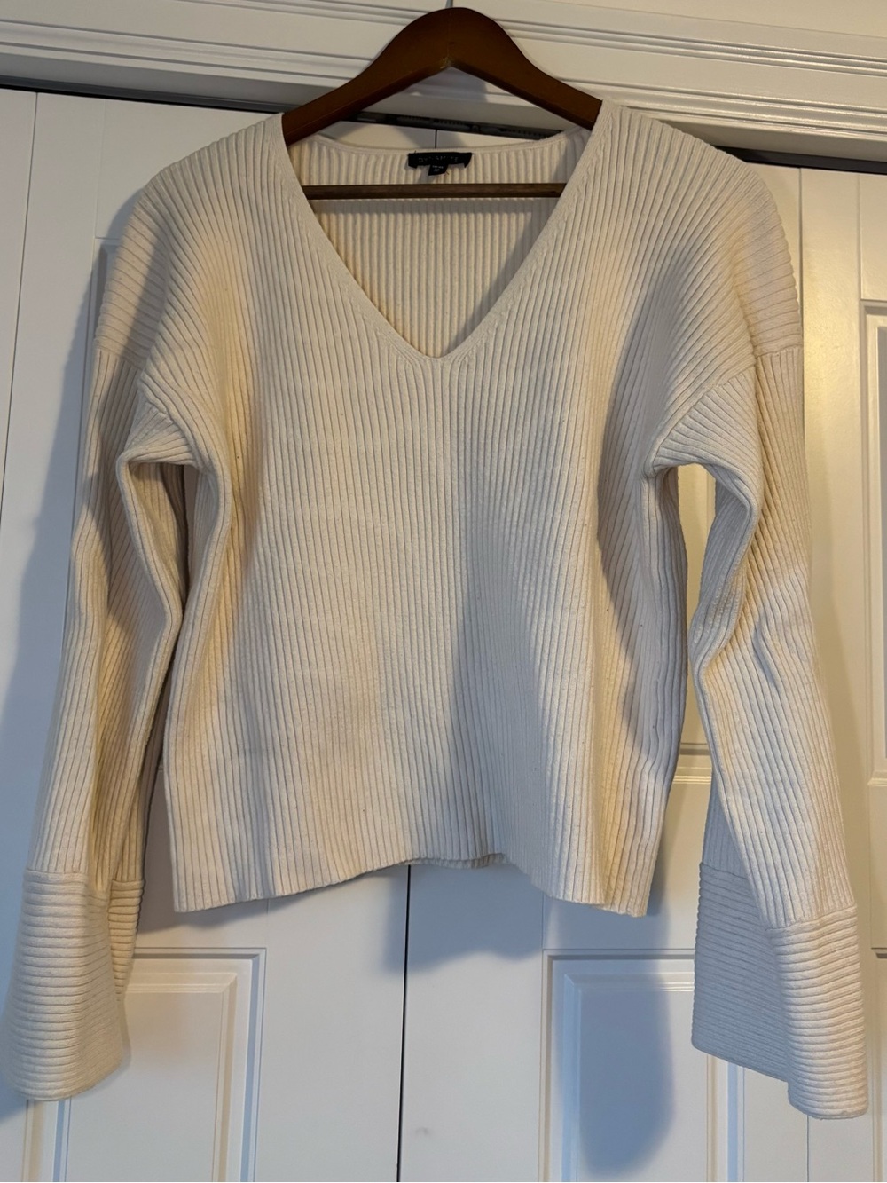 Eclipse, cream ribbed v-neck sweater